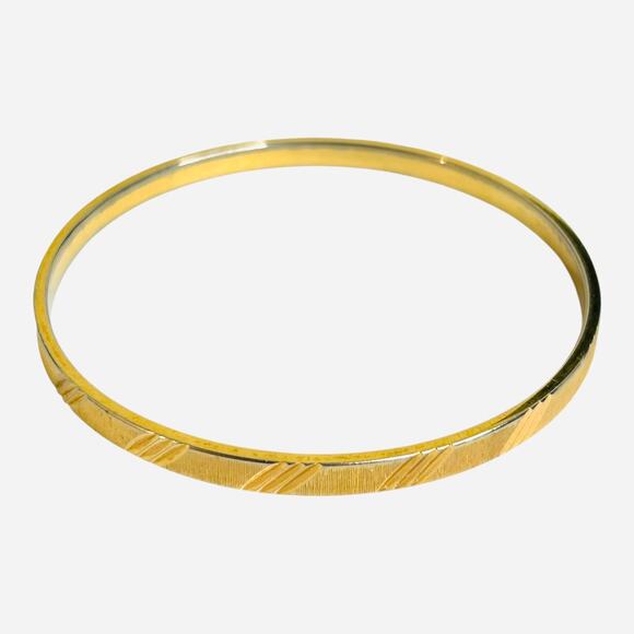 Vintage Monet Gold Tone Etched Bangle Bracelet - Picture 2 of 5